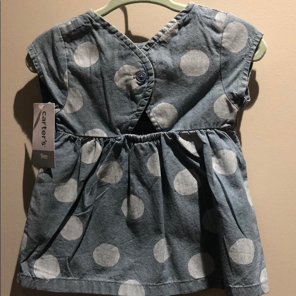 NWT - denim polka dot Carters dress 9 mos - Picture 2 of 2